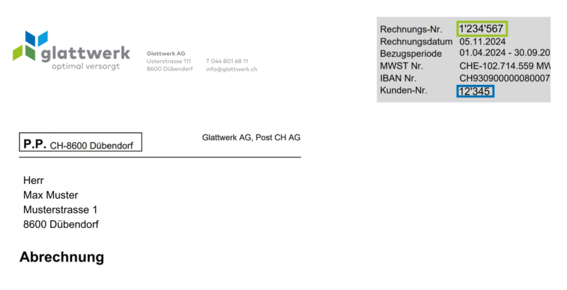 Registration 1 Rechnungsausschnitt